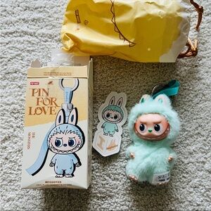 Popmart Labubu 4.0 Pin for Love Series - Letter I (Turq) plush Keychain pendant